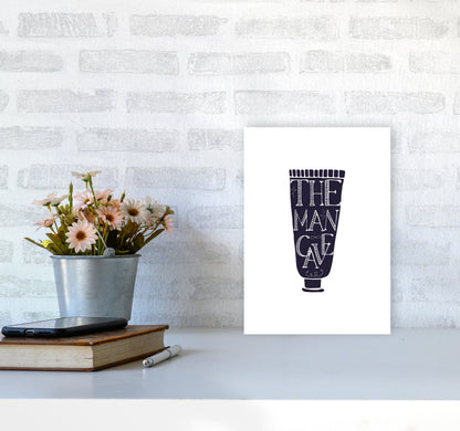 The Man Cave 1 Modern Print, Framed Bathroom Wall Art A4 Black Frame