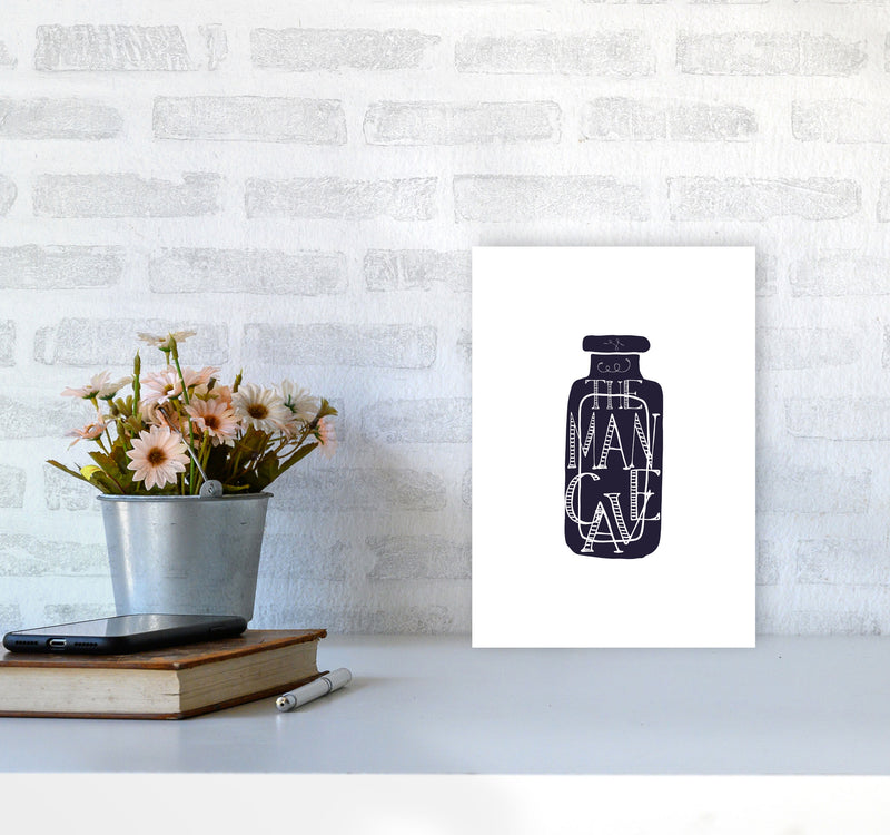 The Man Cave 3 Modern Print, Framed Bathroom Wall Art A4 Black Frame