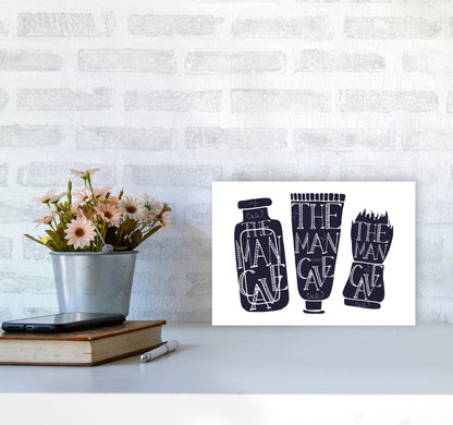 The Man Cave 4 Modern Print, Framed Bathroom Wall Art A4 Black Frame
