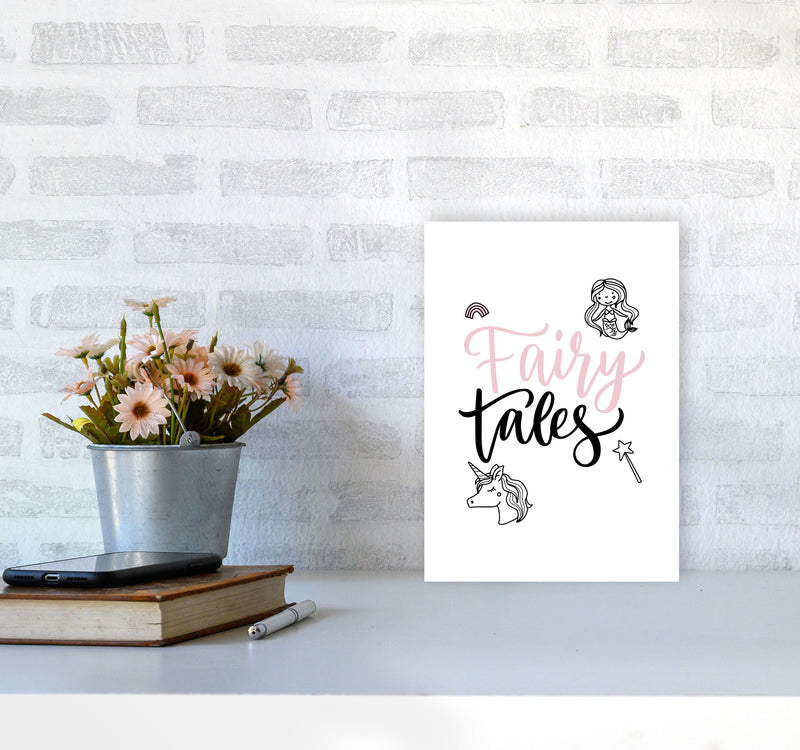 Fairy Tales Black And Pink Framed Nursey Wall Art Print A4 Black Frame