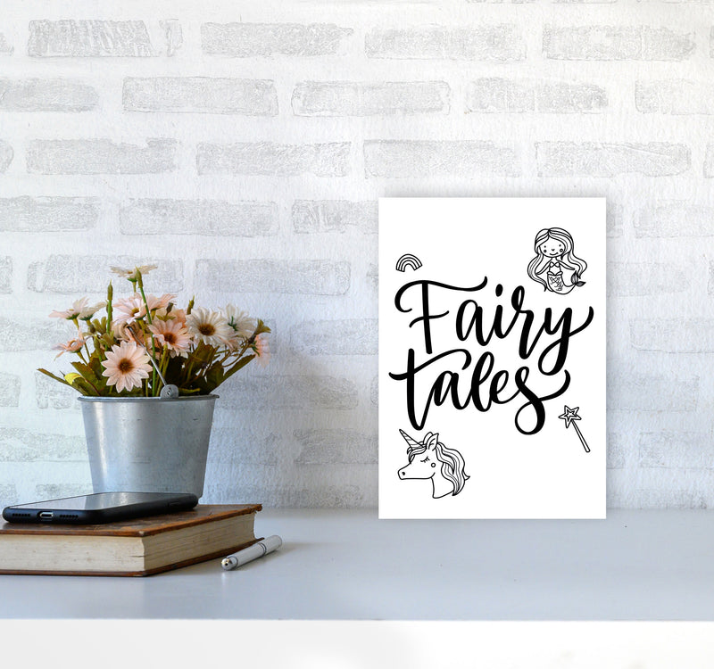Fairy Tales Black Framed Nursey Wall Art Print A4 Black Frame