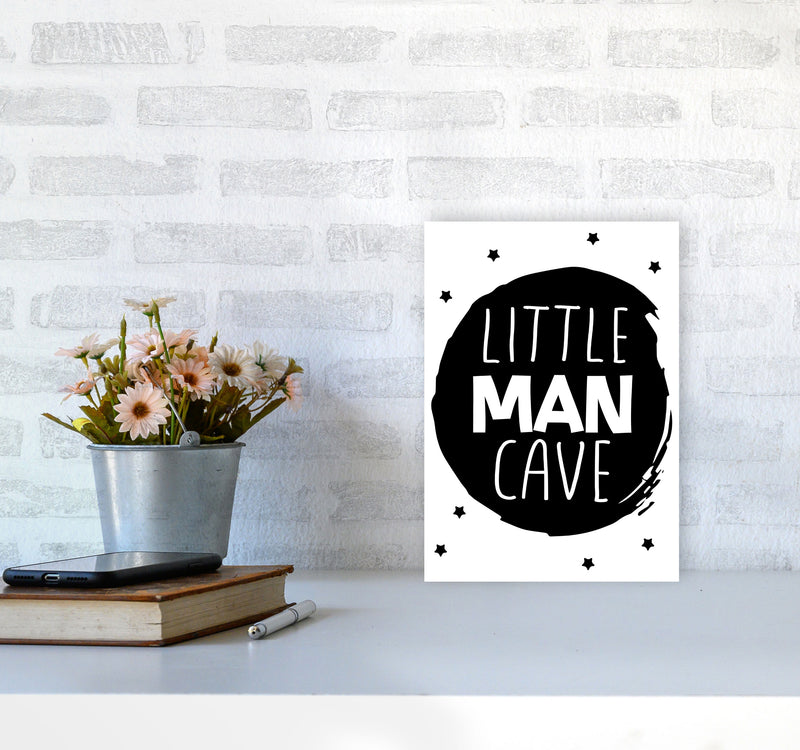 Little Man Cave Black Circle Framed Nursey Wall Art Print A4 Black Frame