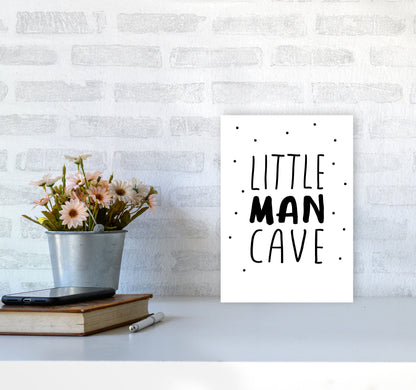 Little Man Cave Black Dots Framed Nursey Wall Art Print A4 Black Frame