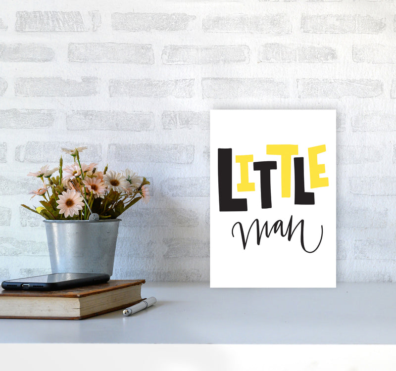 Little Man Yellow And Black Framed Nursey Wall Art Print A4 Black Frame