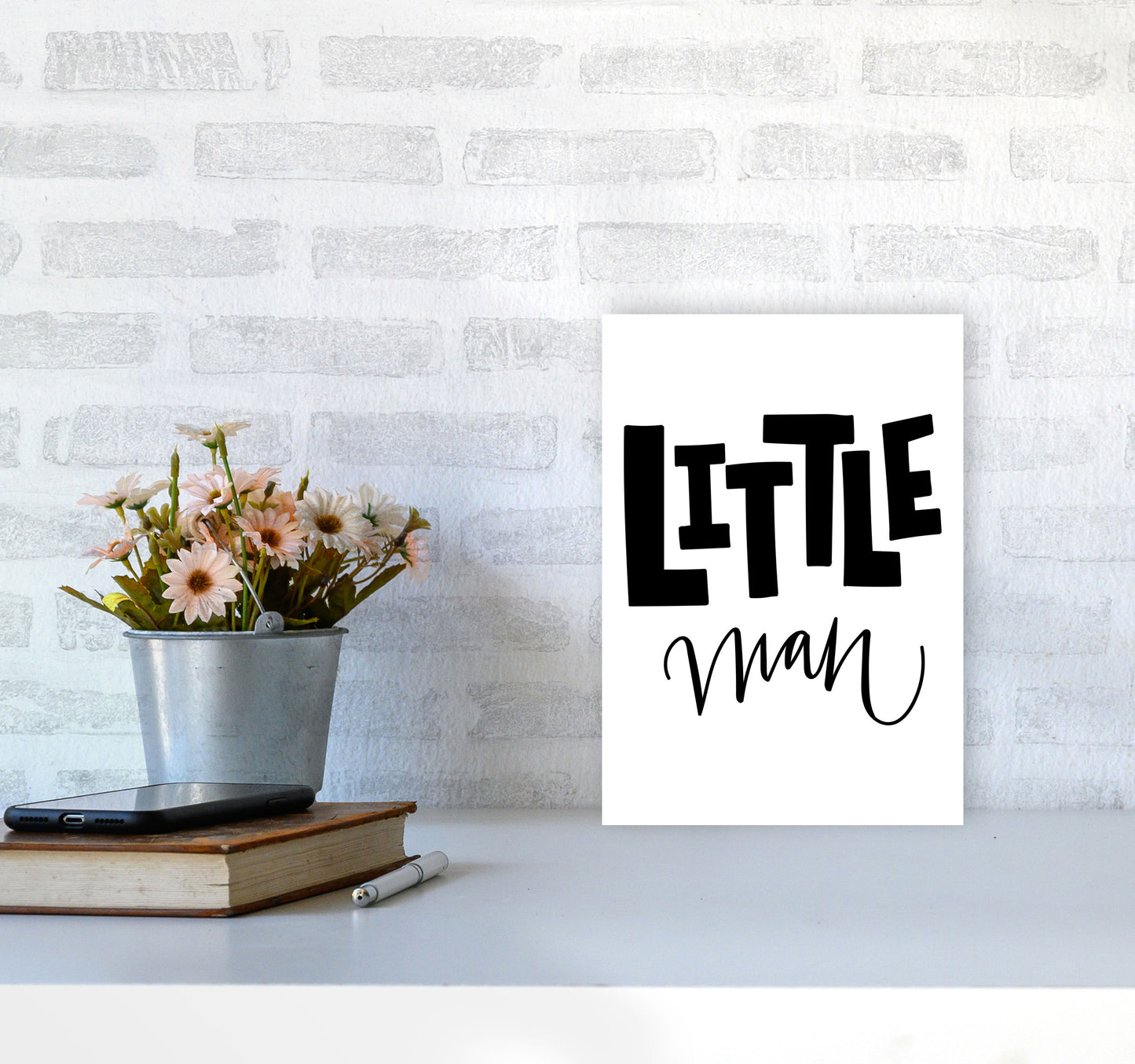 Little Man Black Framed Nursey Wall Art Print A4 Black Frame