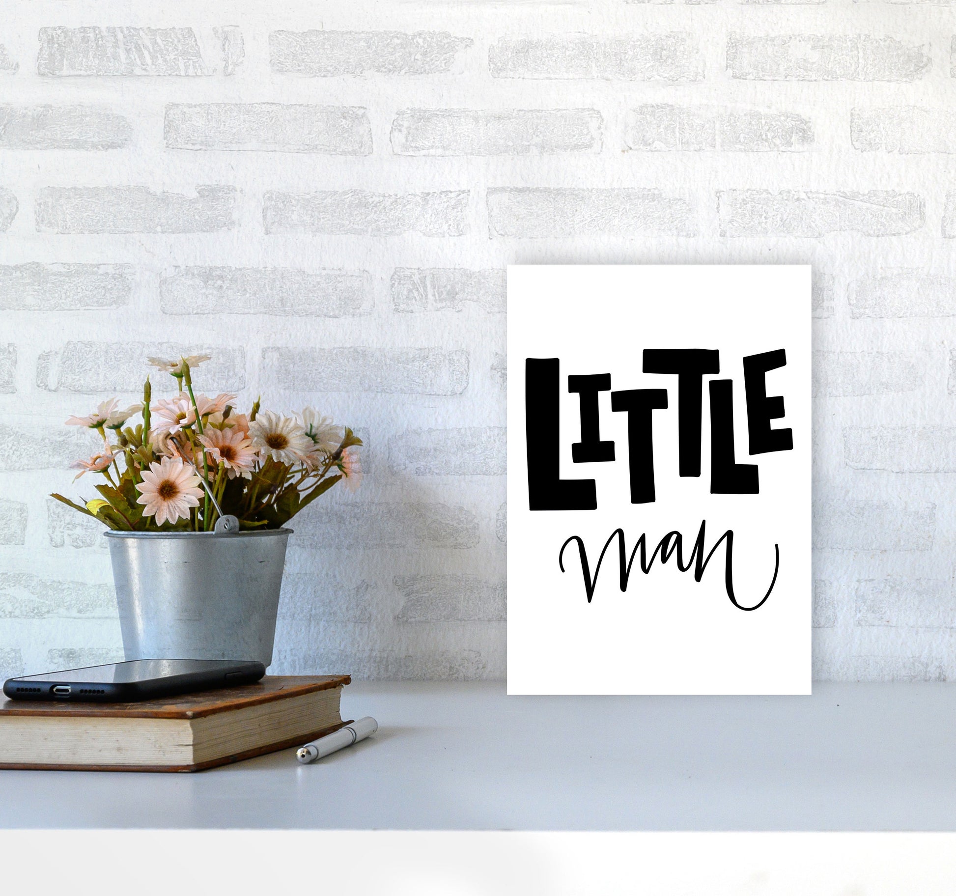 Little Man Black Framed Nursey Wall Art Print A4 Black Frame