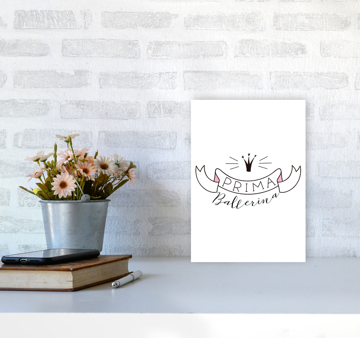 Prima Ballerina Framed Nursey Wall Art Print A4 Black Frame