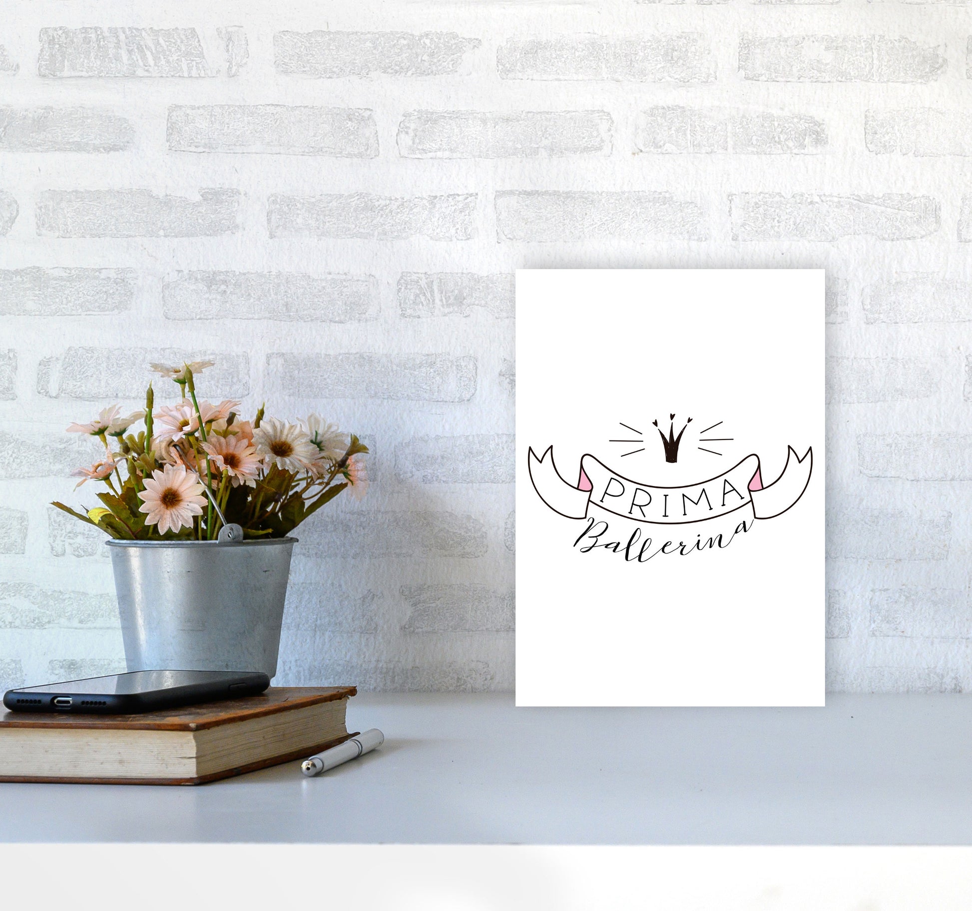 Prima Ballerina Framed Nursey Wall Art Print A4 Black Frame