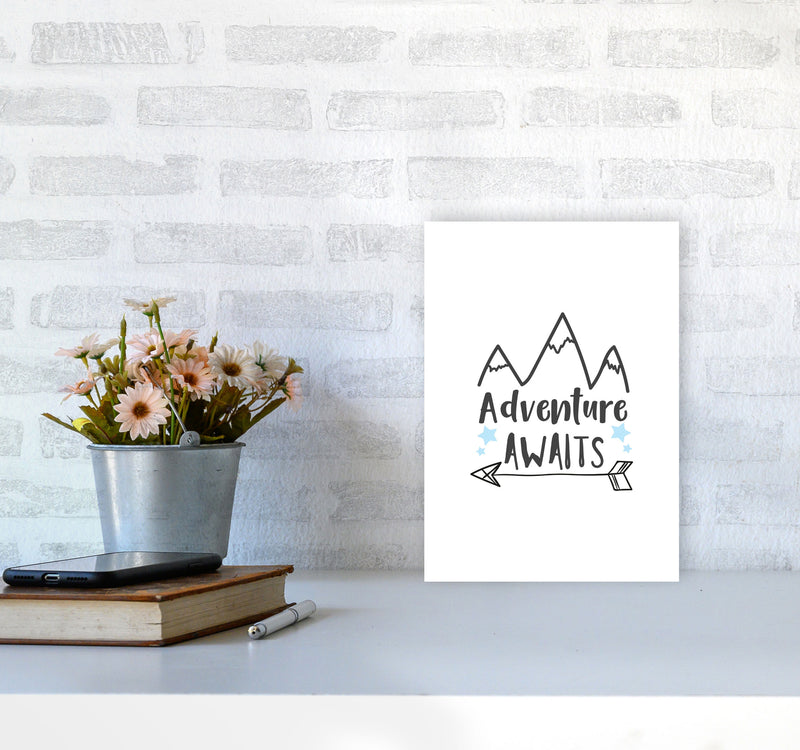Adventure Awaits Framed Typography Wall Art Print A4 Black Frame