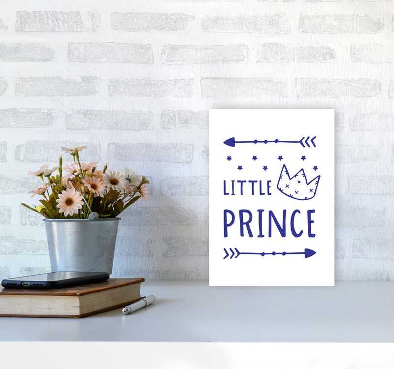 Little Prince Navy Framed Nursey Wall Art Print A4 Black Frame