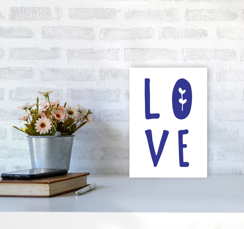 Love Navy Framed Typography Wall Art Print A4 Black Frame