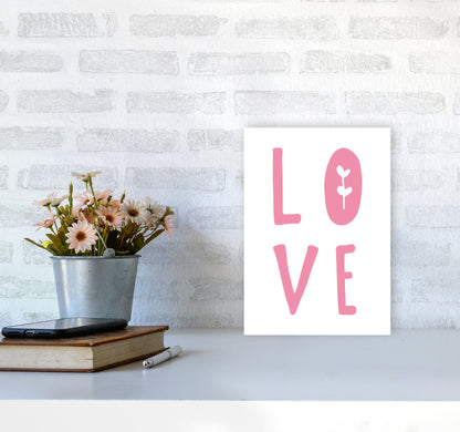 Love Pink Framed Typography Wall Art Print A4 Black Frame