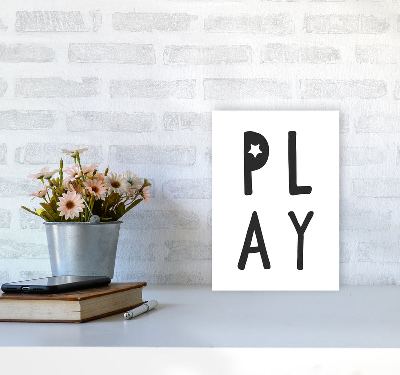 Play Black Framed Typography Wall Art Print A4 Black Frame