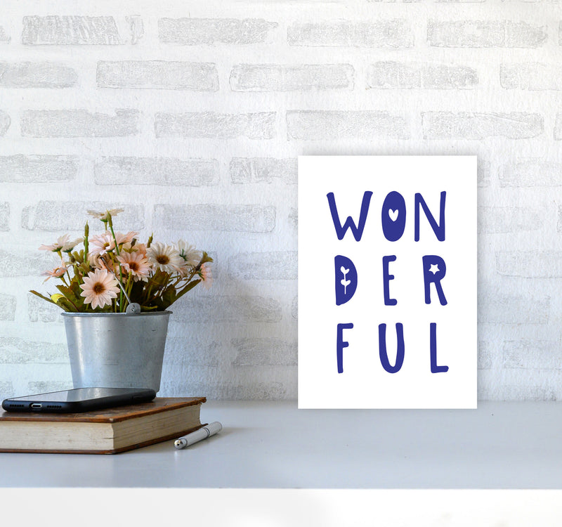 Wonderful Navy Framed Nursey Wall Art Print A4 Black Frame