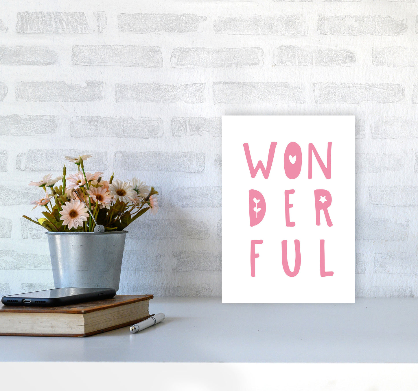 Wonderful Pink Framed Nursey Wall Art Print A4 Black Frame