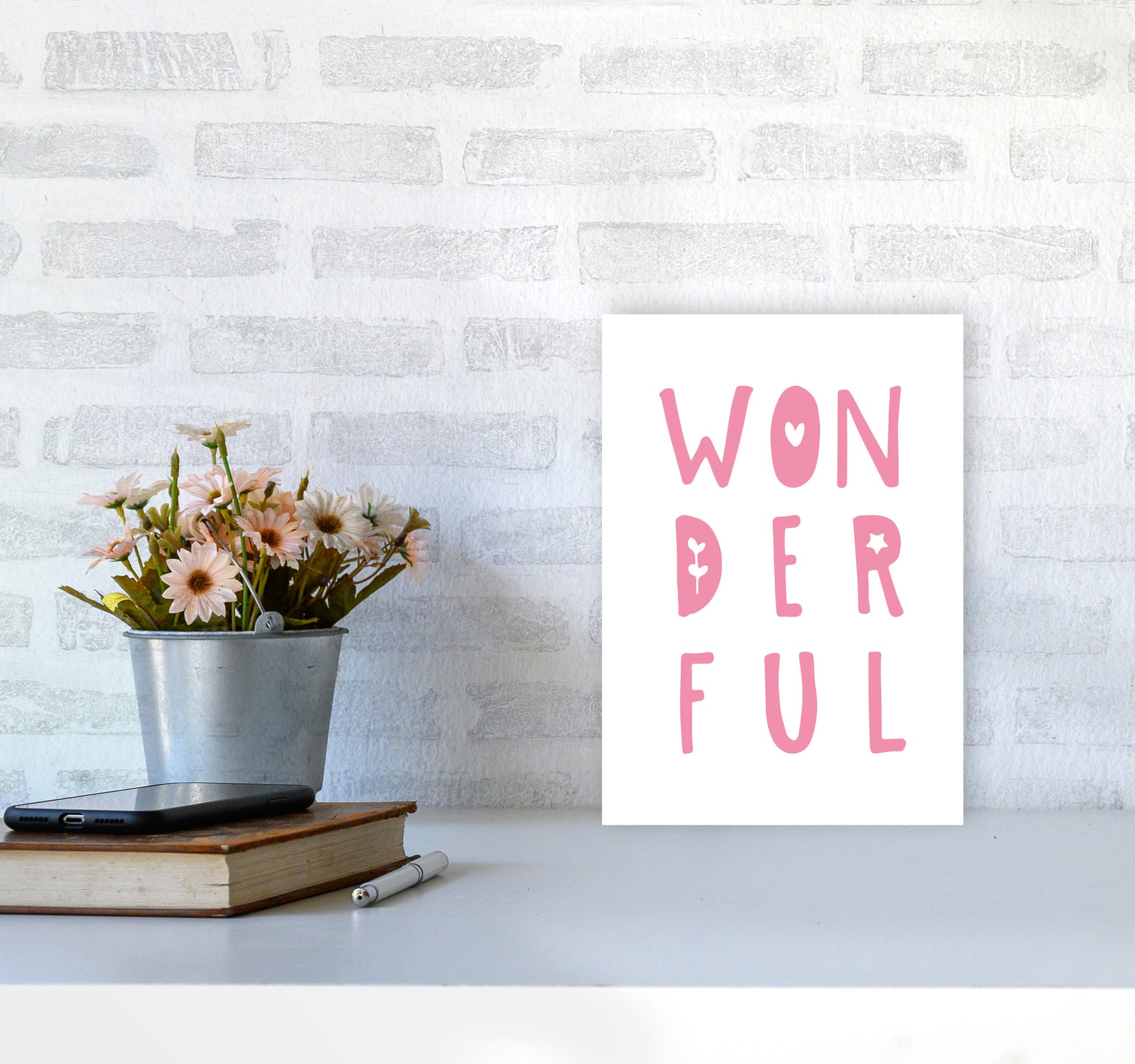 Wonderful Pink Framed Nursey Wall Art Print A4 Black Frame