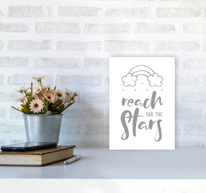 Reach For The Stars Grey Modern Print A4 Black Frame