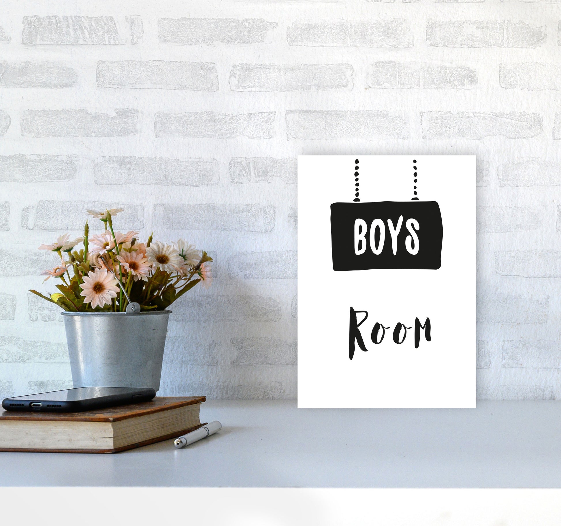 Boys Room Black Framed Nursey Wall Art Print A4 Black Frame