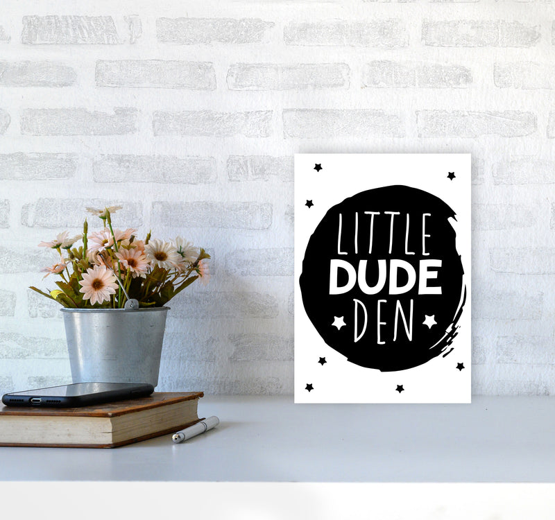 Little Dude Den Black Circle Framed Nursey Wall Art Print A4 Black Frame
