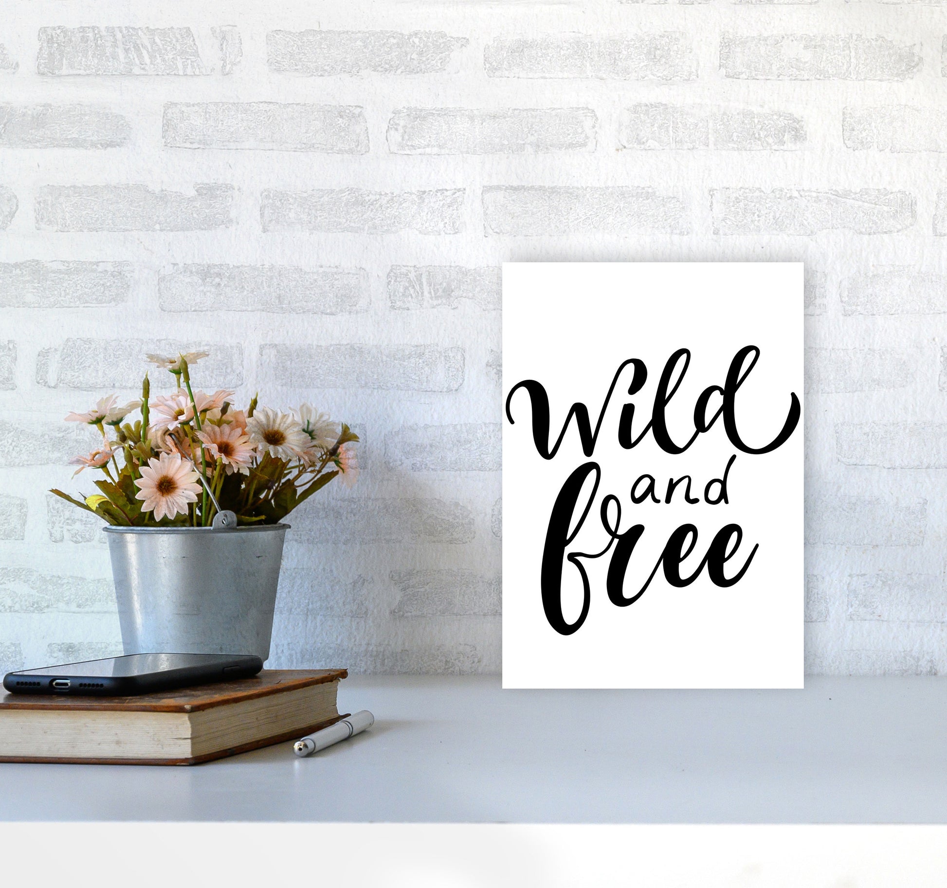 Wild And Free Modern Print A4 Black Frame