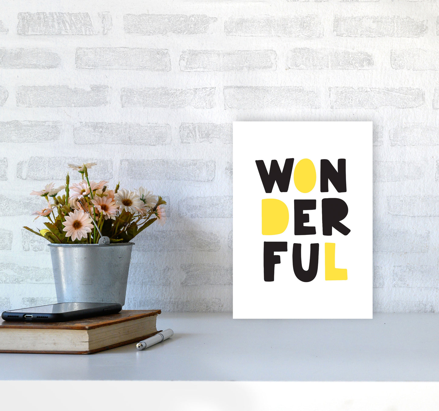 Wonderful Black And Yellow Framed Nursey Wall Art Print A4 Black Frame