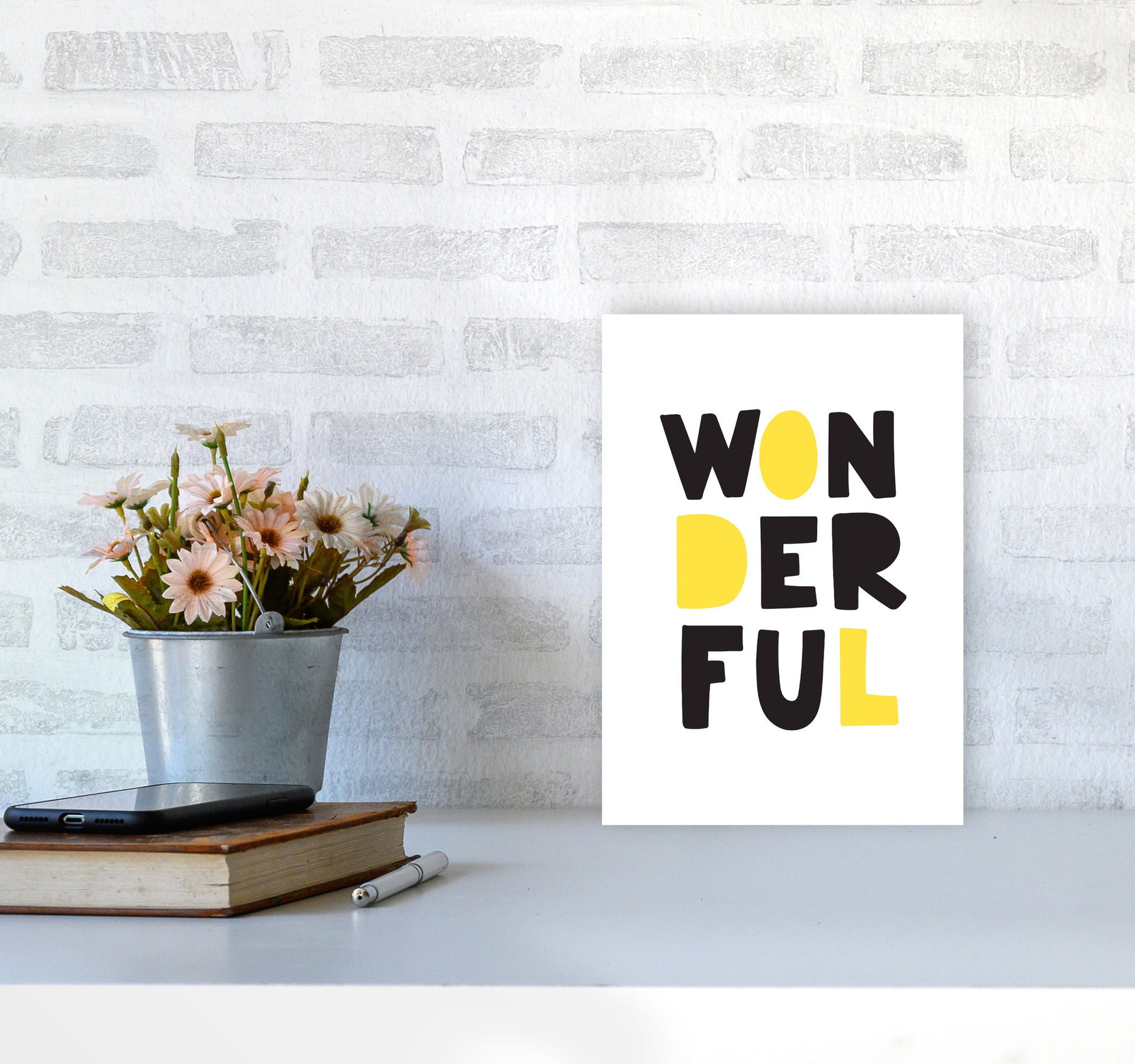 Wonderful Black And Yellow Framed Nursey Wall Art Print A4 Black Frame