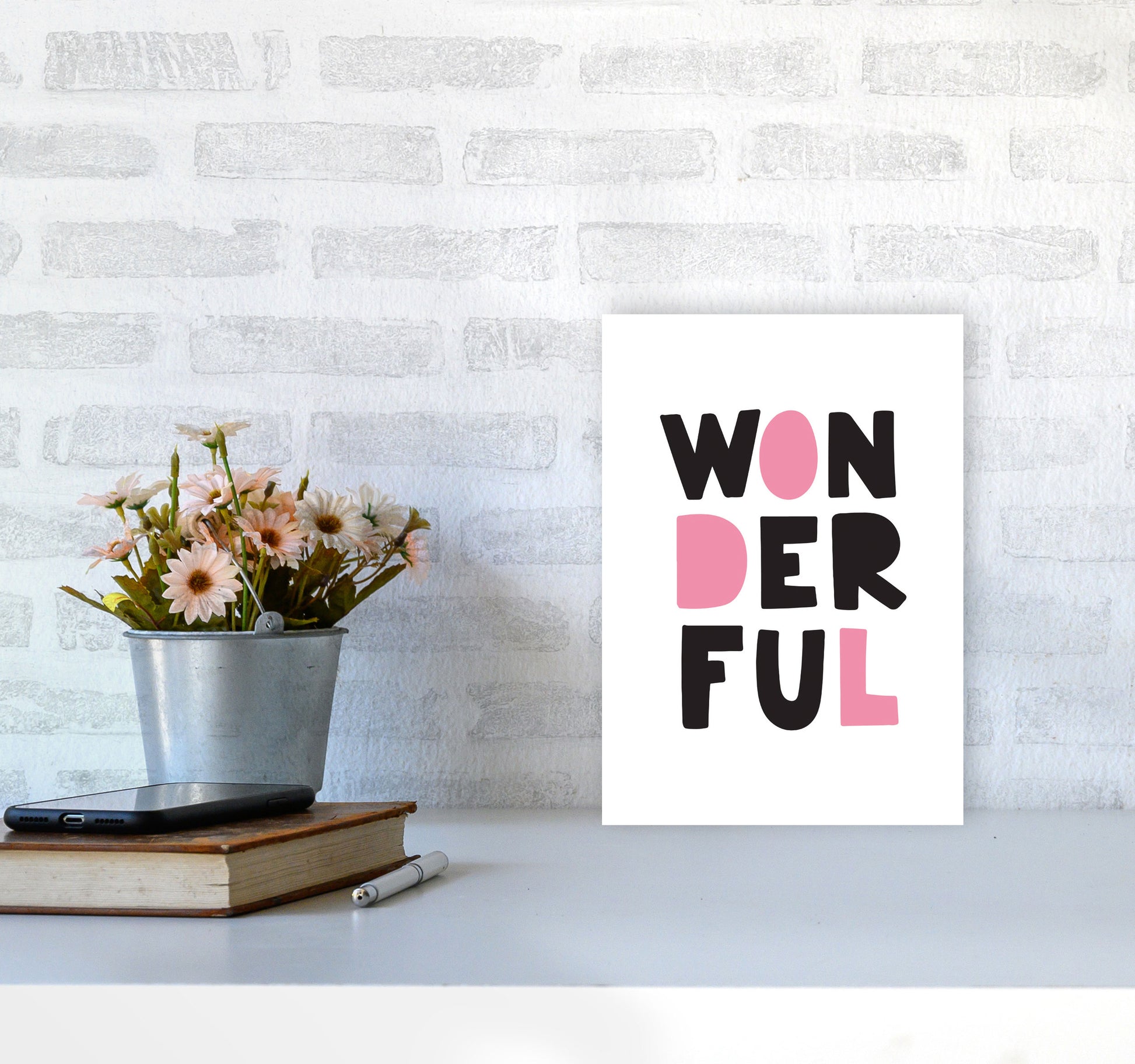 Wonderful Black And Pink Framed Nursey Wall Art Print A4 Black Frame