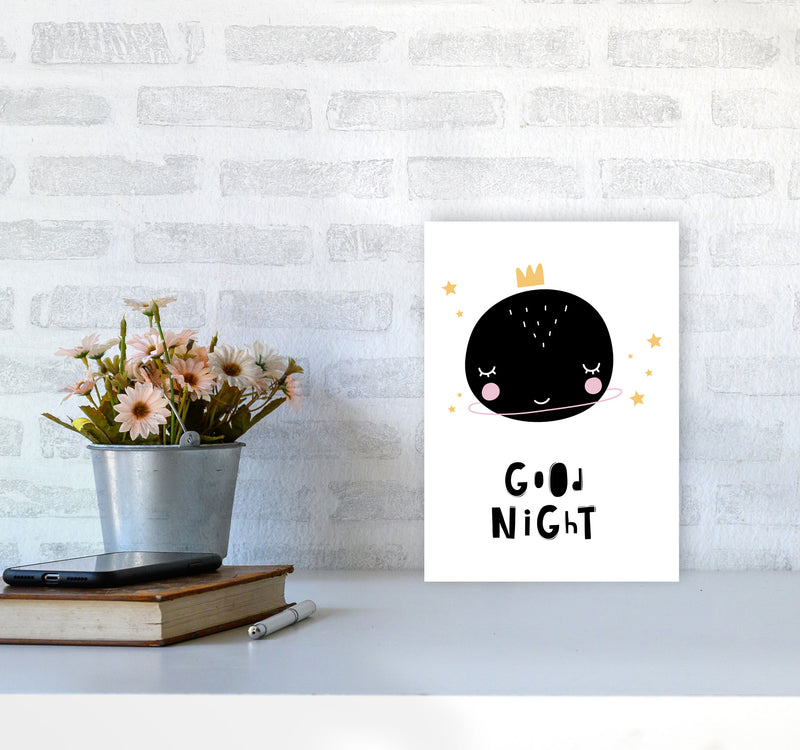 Good Night Planet Framed Nursey Wall Art Print A4 Black Frame