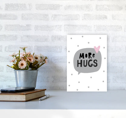 More Hugs Speech Bubble Framed Typography Wall Art Print A4 Black Frame