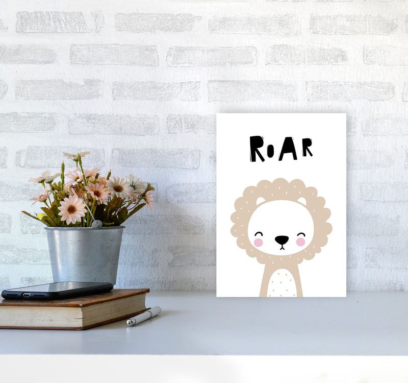 Lion Roar Modern Print Animal Art Print A4 Black Frame