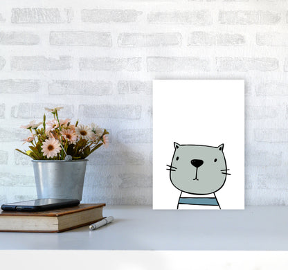 Cat Modern Print Animal Art Print A4 Black Frame