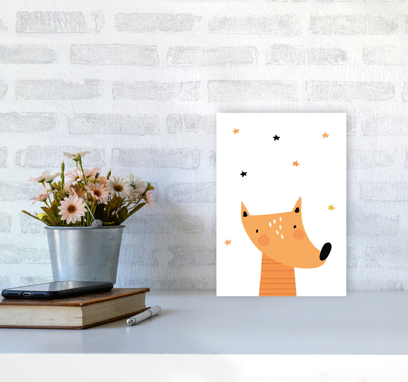 Scandi Fox Framed Nursey Wall Art Print A4 Black Frame