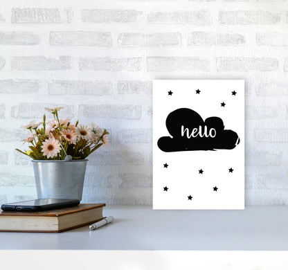 Hello Cloud Black Framed Nursey Wall Art Print A4 Black Frame
