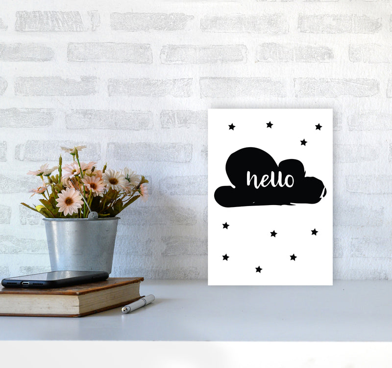 Hello Cloud Black Framed Nursey Wall Art Print A4 Black Frame