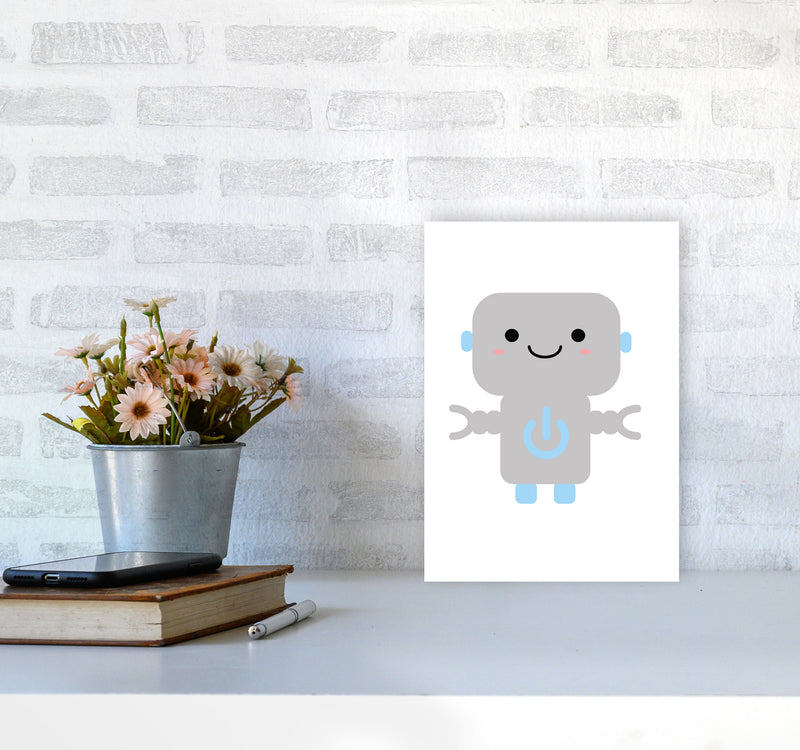 Robot Framed Nursey Wall Art Print A4 Black Frame