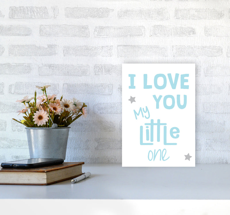 I Love You Little One Blue Framed Nursey Wall Art Print A4 Black Frame