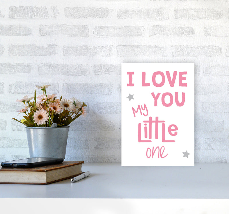 I Love You Little One Pink Framed Nursey Wall Art Print A4 Black Frame