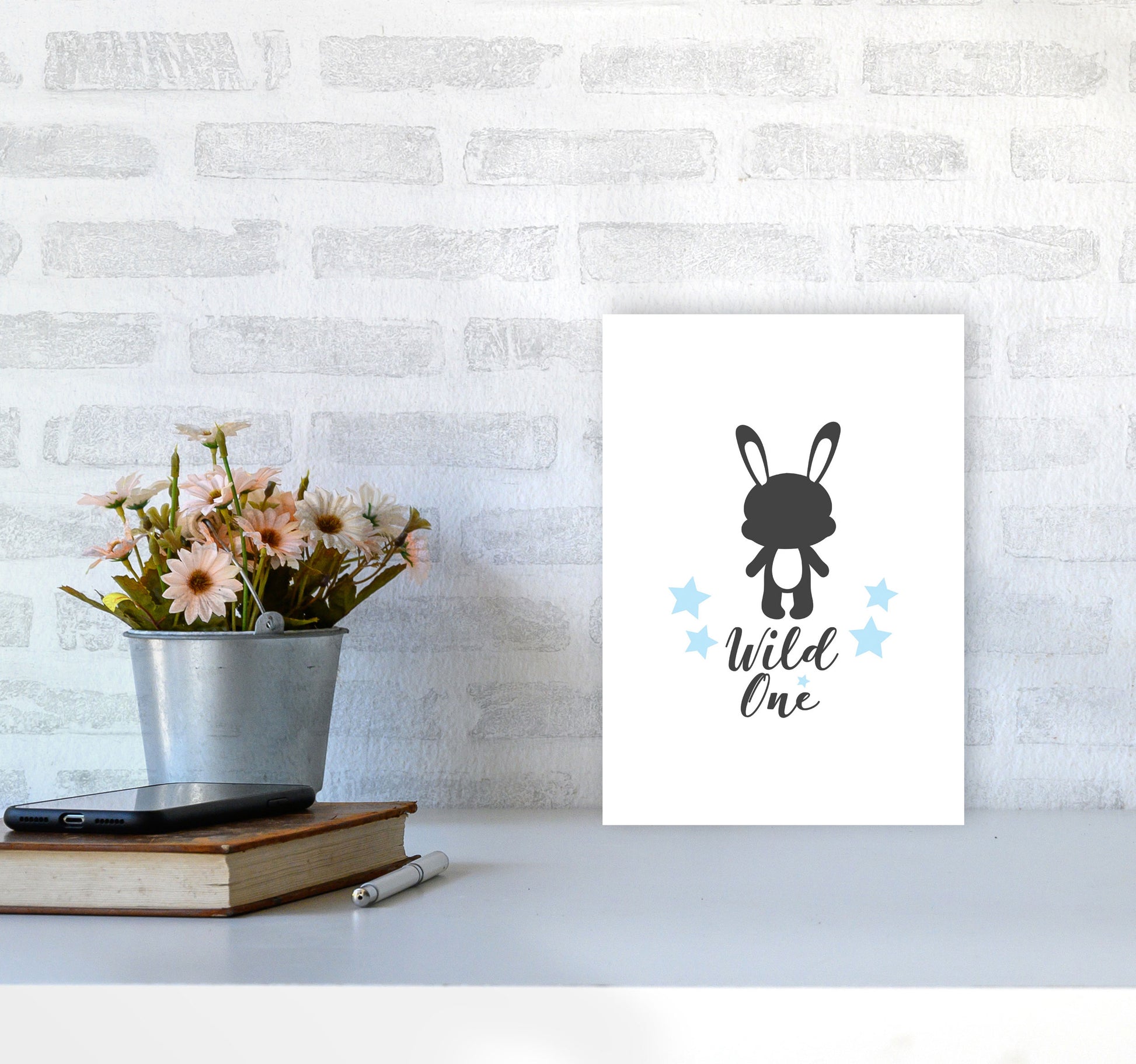 Wild One Framed Nursey Wall Art Print A4 Black Frame