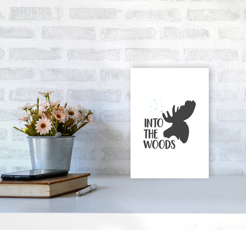 Into The Woods Framed Typography Wall Art Print A4 Black Frame