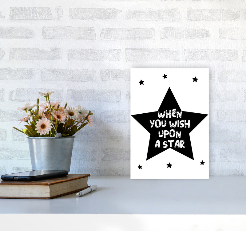 Wish Upon A Star Black Framed Nursey Wall Art Print A4 Black Frame