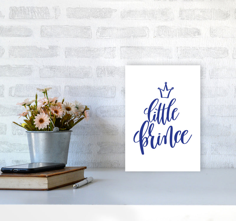 Little Prince Navy Framed Nursey Wall Art Print A4 Black Frame