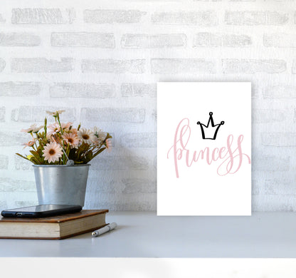 Princess Pink And Black Framed Nursey Wall Art Print A4 Black Frame