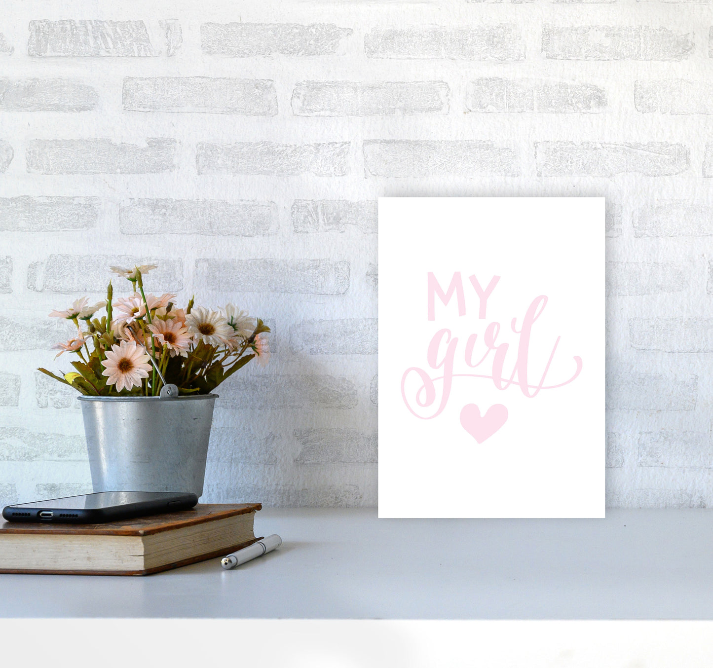 My Girl Pink Framed Nursey Wall Art Print A4 Black Frame