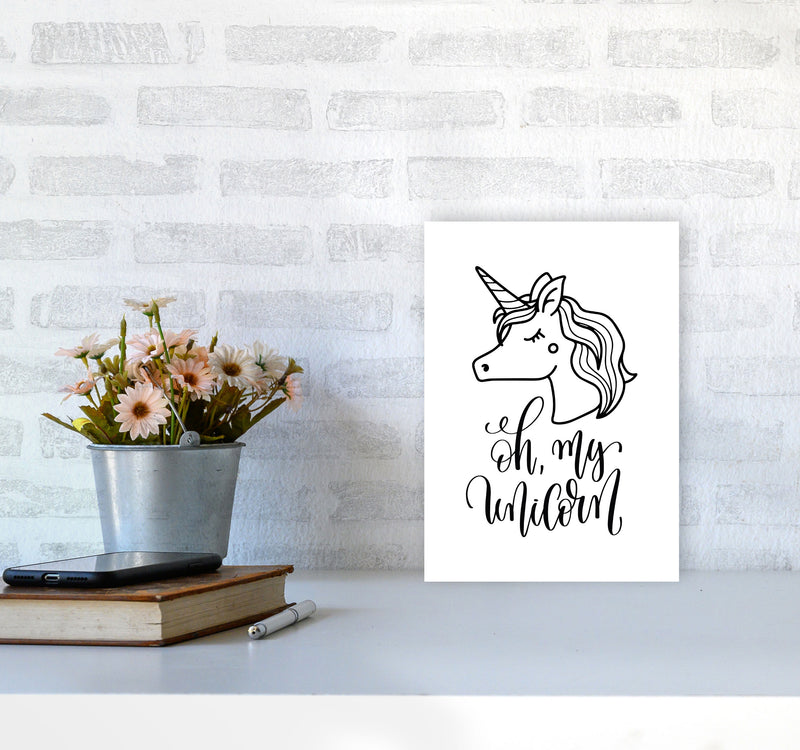Oh My Unicorn Black Framed Nursey Wall Art Print A4 Black Frame
