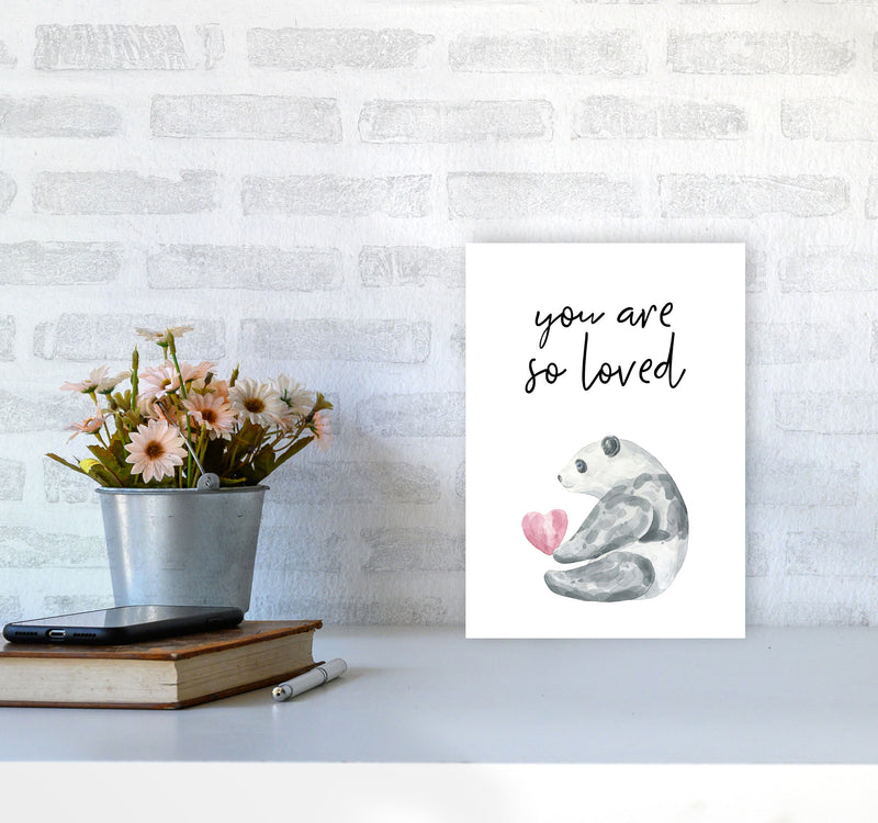 Panda You Are So Loved Framed Nursey Wall Art Print A4 Black Frame