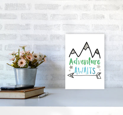 Adventure Awaits Watercolour Modern Print A4 Black Frame