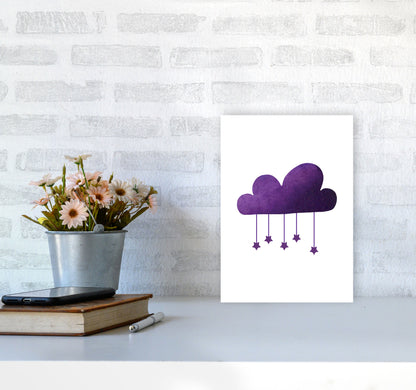 Purple Cloud Watercolour Modern Print A4 Black Frame