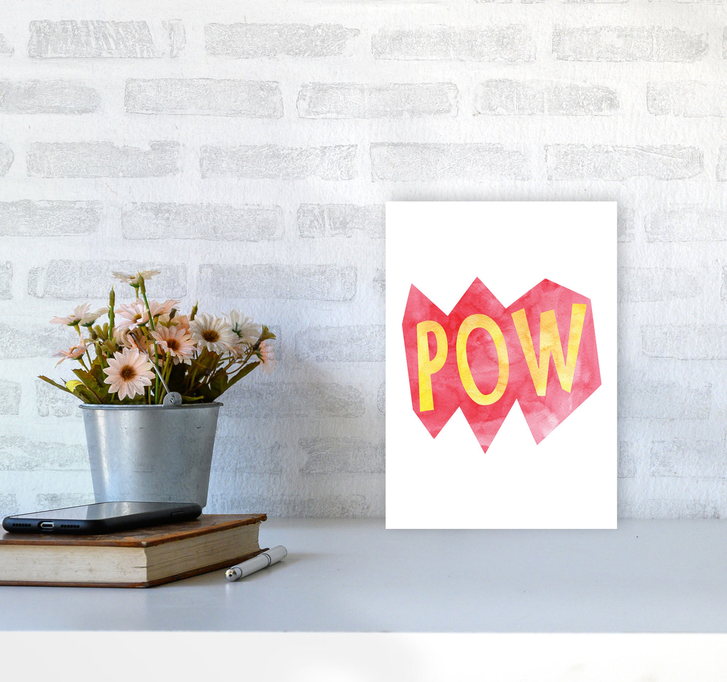 POW Watercolour Modern Print A4 Black Frame