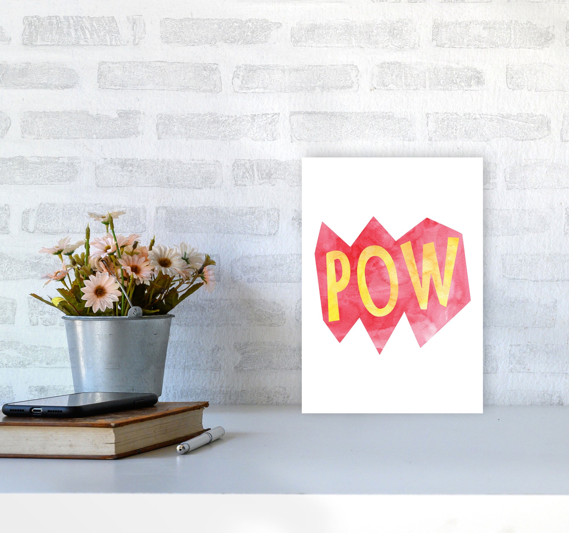 POW Watercolour Modern Print A4 Black Frame