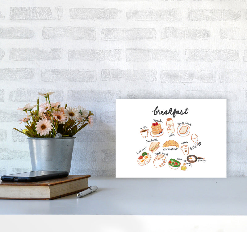 Breakfast Collection Landscape Modern Print, Framed Kitchen Wall Art A4 Black Frame